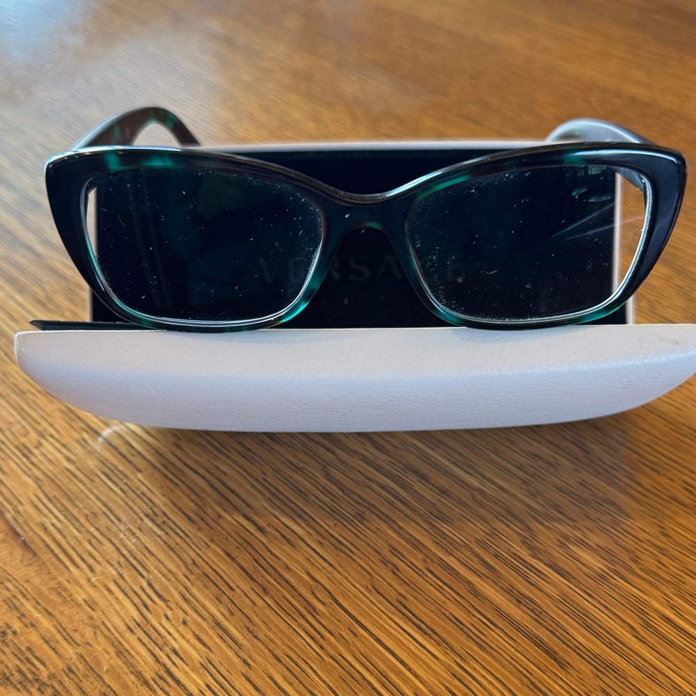 Versace Black and Teal Cat-Eye Glasses